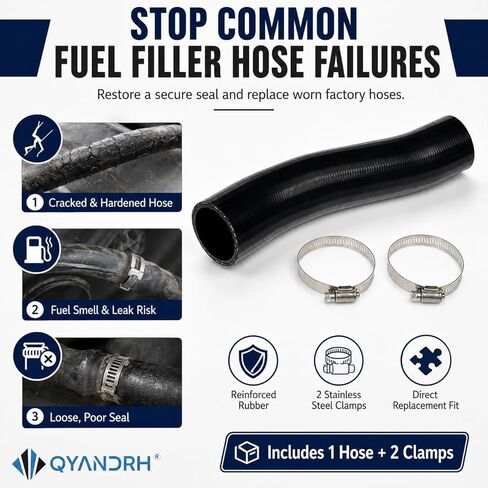 Fuel Filler Hose with 2 Clamps, Replaces 15644293 573-010 FNH012, 2" ID Gas Tank Filler Neck Hose for 1988-2000 Chevy GMC C1500 K1500 C2500 K2500 Suburban in Saudi Arabia