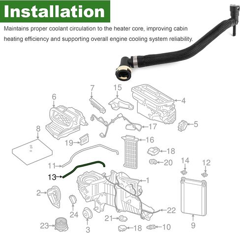 For 2017-2024 Ford Super Duty 6.7L Diesel Heater Core Inlet Hose Coolant Tube - HC3Z-18472-J, HC3Z-18472-E, HC3Z-18472-G in Kuwait