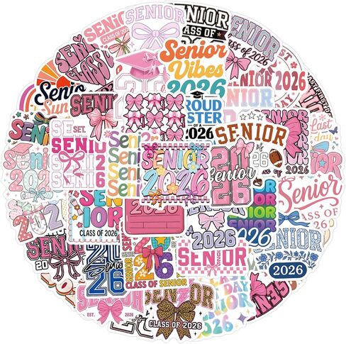 50Pcs Senior 2026 Stickers, Preppy 2026 Coquette Bows 2026 Stickers, Cute Girly High School Sticker for Student 2026 Senior Sticker Graduation Class of 2026 Gifts in Kuwait