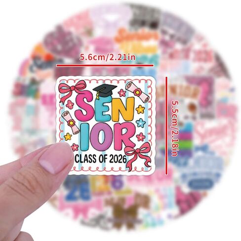 50Pcs Senior 2026 Stickers, Preppy 2026 Coquette Bows 2026 Stickers, Cute Girly High School Sticker for Student 2026 Senior Sticker Graduation Class of 2026 Gifts in Kuwait