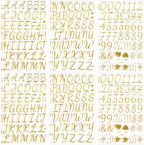 Letter Stickers,328 Pcs Gold Letter Stickers 3D Puffy 1 Inch Small Alphabet ABC Number Stickers, Self-Adhesive Foam Letters for DIY Crafts Graduation Cap Decor Scrapbooking Sign Art Project(6 Sheets) in Saudi Arabia