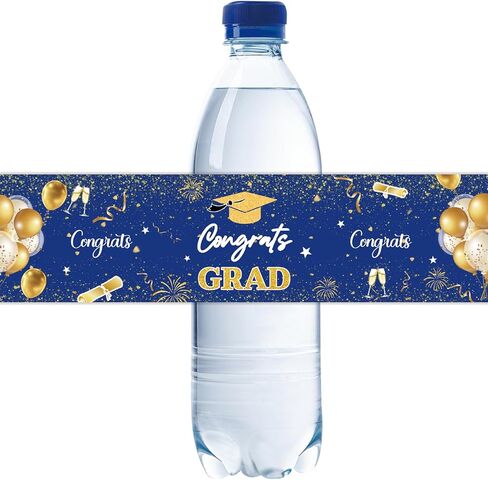 32pcs Congrats Grad Water Bottle Labels, Graduation Water Bottle Wrappers, Blue Class of 2026 Stickers for College Graduation Party Decoration in Kuwait