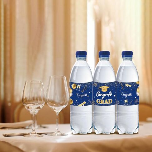 32pcs Congrats Grad Water Bottle Labels, Graduation Water Bottle Wrappers, Blue Class of 2026 Stickers for College Graduation Party Decoration in Kuwait