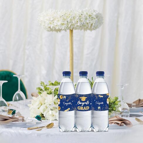 32pcs Congrats Grad Water Bottle Labels, Graduation Water Bottle Wrappers, Blue Class of 2026 Stickers for College Graduation Party Decoration in Kuwait