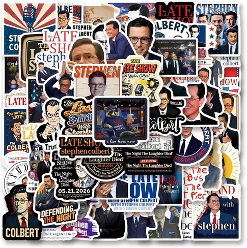 60Pcs The Last Show Stephen Colbert Stickers Funny Humor Late-Night Comedy Sticker Pack Waterproof Vinyl for Scrapbook Journaling Water Bottle Laptop Luggage Phone in Kuwait