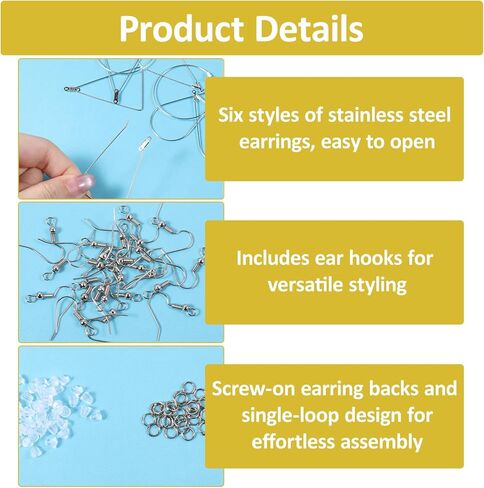 200Pcs Earring Hoops for Jewelry Making, Silver Gold Earring Making Hoop Kit for DIY Craft (Teardrop and Round) in Kuwait