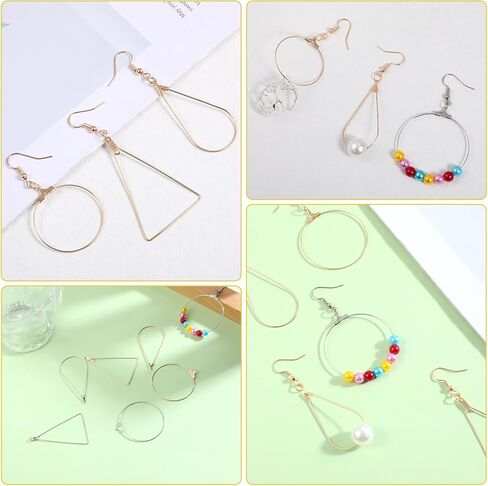 200Pcs Earring Hoops for Jewelry Making, Silver Gold Earring Making Hoop Kit for DIY Craft (Teardrop and Round) in Kuwait