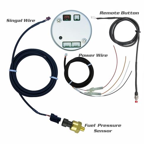 Bezel Fuel Pressure Gauge Kit 0-100Psi White Indash Brushless Series 2-1/16'' (52mm) for car - 10 Colors - 5 Levels Brightness - Clear Lens - Ceramic chip 1/8BSPT Sensor - 270° Sweep - JDM - USDM in Saudi Arabia