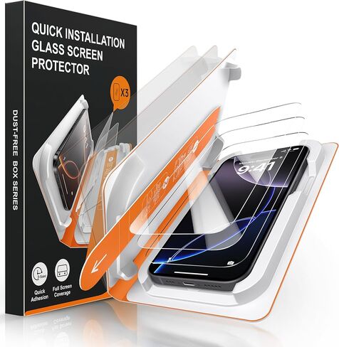 [3-Pack] Compatible with iPhone 15/16 Screen Protector with One-Step Installation Tray – HD Clarity, Eye Protection, 9H Hardness, Anti-Scratch, Bubble-Free, Military-Grade Glass Screen Protector in Saudi Arabia