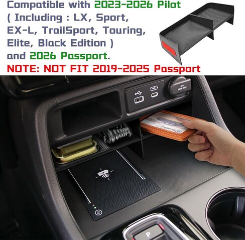 صينية تنظيم وحدة التحكم المركزية من RUNROAD متوافقة مع ملحقات جواز السفر 2023 2024 2025 2026 Honda Pilot / 2026، صينية مسند الذراع لصندوق تخزين الطيار الثانوي وفواصل منظم وحدة التحكم الوسطى in Kuwait
