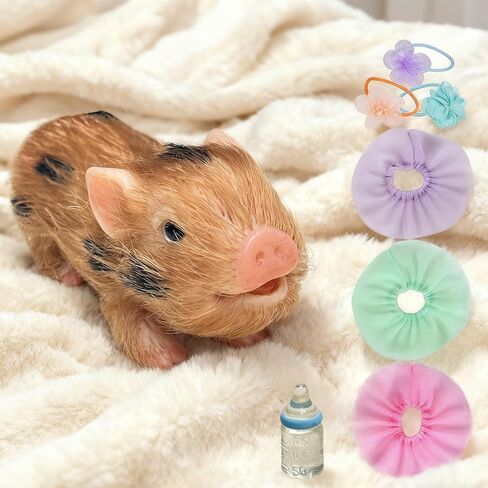 OtardDolls Lifelike Reborn Pig Dolls, 5 Inch Full Silicone Pig Reborn Pig Dolls Mini Silicone Animals Realistic Cute Newborn Baby Pig Dolls with Toy Accessories in Saudi Arabia