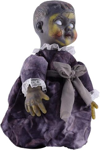TOYANDONA Halloween Decor 1Pcs Halloween Scary Doll, Sound- Activated Walking Doll Glowing Creepy Doll for Haunted House Decor (Without Battery) Creepy in Kuwait