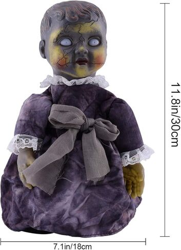 TOYANDONA Halloween Decor 1Pcs Halloween Scary Doll, Sound- Activated Walking Doll Glowing Creepy Doll for Haunted House Decor (Without Battery) Creepy in Kuwait