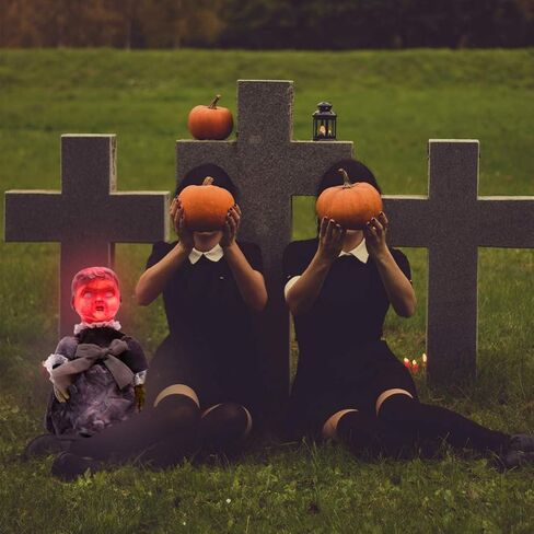 TOYANDONA Halloween Decor 1Pcs Halloween Scary Doll, Sound- Activated Walking Doll Glowing Creepy Doll for Haunted House Decor (Without Battery) Creepy in Kuwait