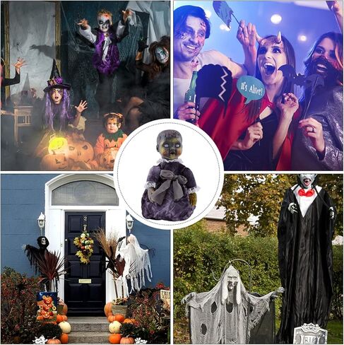 TOYANDONA Halloween Decor 1Pcs Halloween Scary Doll, Sound- Activated Walking Doll Glowing Creepy Doll for Haunted House Decor (Without Battery) Creepy in Kuwait