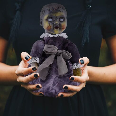 TOYANDONA Halloween Decor 1Pcs Halloween Scary Doll, Sound- Activated Walking Doll Glowing Creepy Doll for Haunted House Decor (Without Battery) Creepy in Kuwait