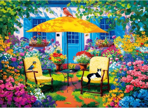 500 Piece Puzzles for Adults, Beautiful Courtyard with Bird and Flowers Puzzle for Adults Teens Seniors, Colorful Cottage Garden Landscape Puzzle 500 Piece,Family Activity Great Gift for Family Friend in Kuwait