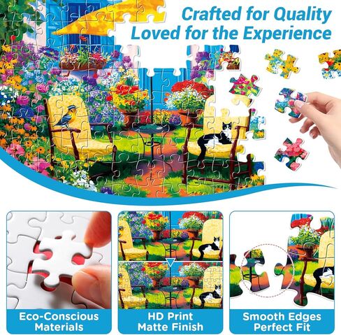 500 Piece Puzzles for Adults, Beautiful Courtyard with Bird and Flowers Puzzle for Adults Teens Seniors, Colorful Cottage Garden Landscape Puzzle 500 Piece,Family Activity Great Gift for Family Friend in Kuwait