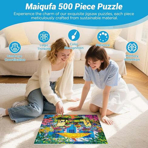 500 Piece Puzzles for Adults, Beautiful Courtyard with Bird and Flowers Puzzle for Adults Teens Seniors, Colorful Cottage Garden Landscape Puzzle 500 Piece,Family Activity Great Gift for Family Friend in Kuwait