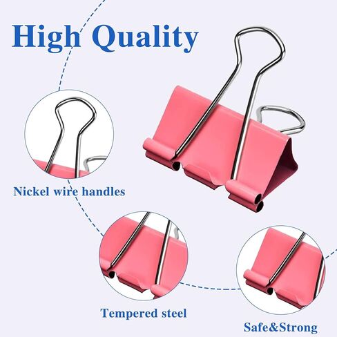 OWLKELA 100 Pcs Colored Binder Clips, Paper Clamps, Paper Binder Clip, Assorted Sizes, Metal Colorful Binder Clips, Ideal for Office, Home and School Supplies in Saudi Arabia