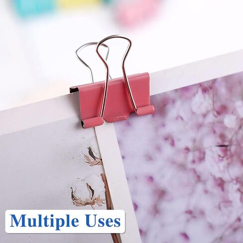 OWLKELA 100 Pcs Colored Binder Clips, Paper Clamps, Paper Binder Clip, Assorted Sizes, Metal Colorful Binder Clips, Ideal for Office, Home and School Supplies in Saudi Arabia