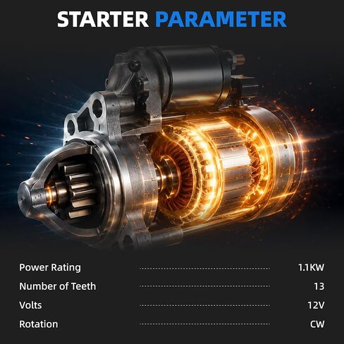 Starter Compatible with Jetta 2013-2018, Beetle 2013-2019, Golf 2015-2018, Passat 2014-2022, GTI 2015-2021,12V 1.1KW 13 Tooth CCW, Starter Motor Replace# 30417N in Saudi Arabia
