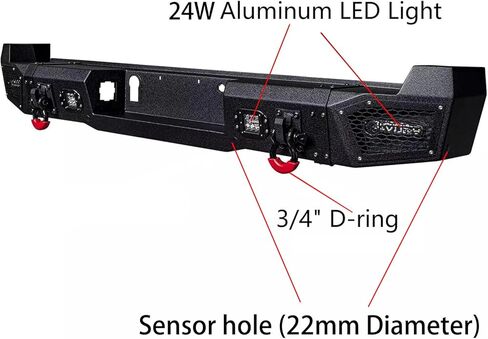 Steel Rear Bumper Compatible with 2017-2018-2019-2020-2021-2022 F250 F350 F450 Super Duty Black Textured Offroad Bumpers with LED Lights D-Rings Sensor Holes in Saudi Arabia