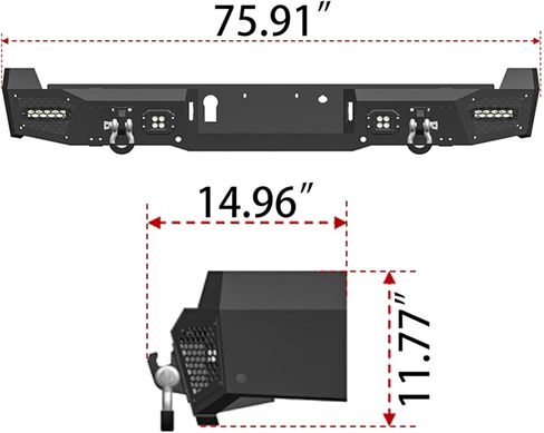 Steel Rear Bumper Compatible with 2017-2018-2019-2020-2021-2022 F250 F350 F450 Super Duty Black Textured Offroad Bumpers with LED Lights D-Rings Sensor Holes in Saudi Arabia