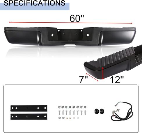Rear Bumper Fits for 2008-2016 Ford F250 F350 F450 Super Duty without Parking Sensor Holes, Back Bumper Assembly Replacement Steel Black FO1103149 in Kuwait