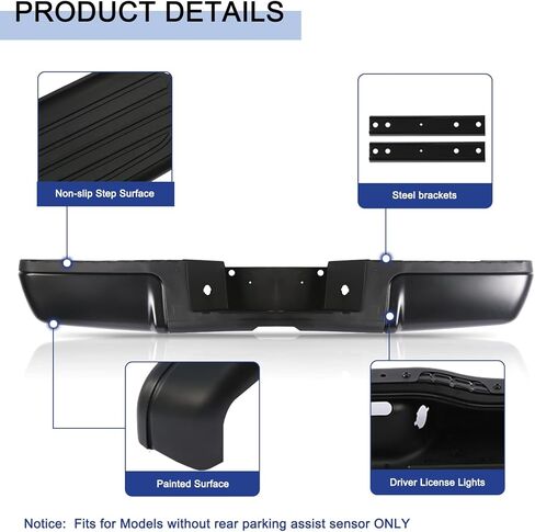 Rear Bumper Fits for 2008-2016 Ford F250 F350 F450 Super Duty without Parking Sensor Holes, Back Bumper Assembly Replacement Steel Black FO1103149 in Kuwait