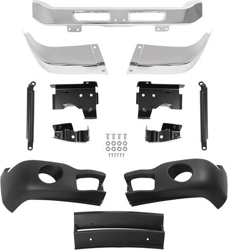 ALMULOO Front Bumper Face Bar+Lower Valance+Brackets 3-Part Split Design Compatible with 2003-2007 GMC Sierra 1500/2500/3500(Incl. HD & HD Classic) Replace 12335963 15098990 GM1000684 GM1002418 in Kuwait