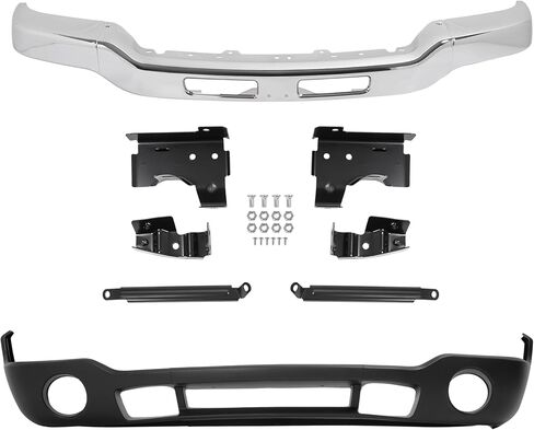 ALMULOO Front Bumper Face Bar+Lower Valance+Brackets 3-Part Split Design Compatible with 2003-2007 GMC Sierra 1500/2500/3500(Incl. HD & HD Classic) Replace 12335963 15098990 GM1000684 GM1002418 in Kuwait