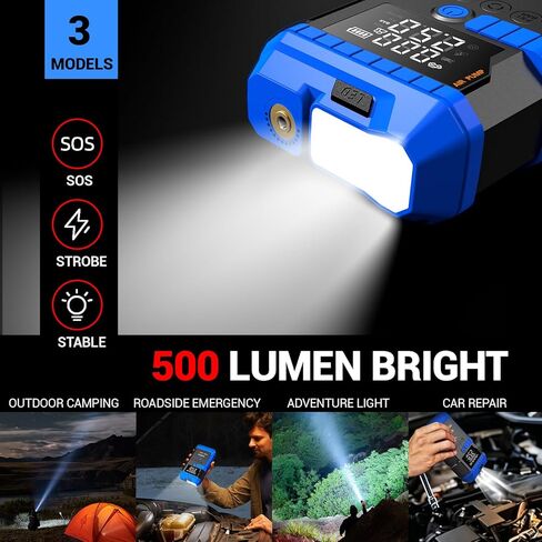 VEXPLO Jump Starter with Air Compressor, 4000A Car Battery Jumper Starter Portable (9.0 Gas/8L Diesel) 150PSI Auto-Off Tire Inflator, 45W Fast Charge, Led Light, 8-in-1 Roadside Emergency Kit in Saudi Arabia