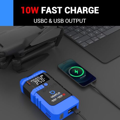 VEXPLO Jump Starter with Air Compressor, 4000A Car Battery Jumper Starter Portable (9.0 Gas/8L Diesel) 150PSI Auto-Off Tire Inflator, 45W Fast Charge, Led Light, 8-in-1 Roadside Emergency Kit in Saudi Arabia