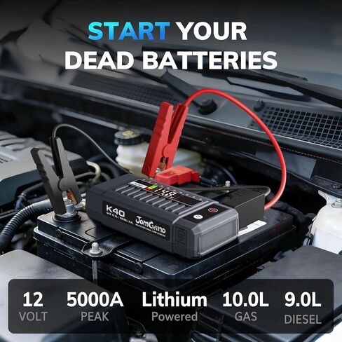 K40 Jump Starter 5000A Car Battery Booster Pack for Up to 10.0L Gas or 9.0L Diesel Engines, 12V Portable Jump Box with Extremely Safe Jumper Cable, USB/DC Charge and 3 Mode Flashlight in Kuwait