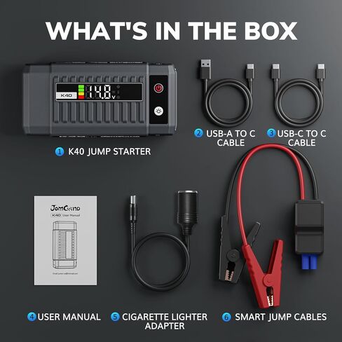 K40 Jump Starter 5000A Car Battery Booster Pack for Up to 10.0L Gas or 9.0L Diesel Engines, 12V Portable Jump Box with Extremely Safe Jumper Cable, USB/DC Charge and 3 Mode Flashlight in Kuwait