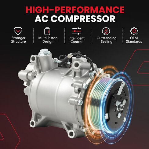 AC Compressor Compatible with Honda CR-V(for EX/EX-L/LX Models Only)2.4L 2007-2014, Honda Civic L4 2.4L(Only for Si Models)2012-2015,Acura RDX 2007-2012 2.3L 38810RWCA02 98580 in Saudi Arabia