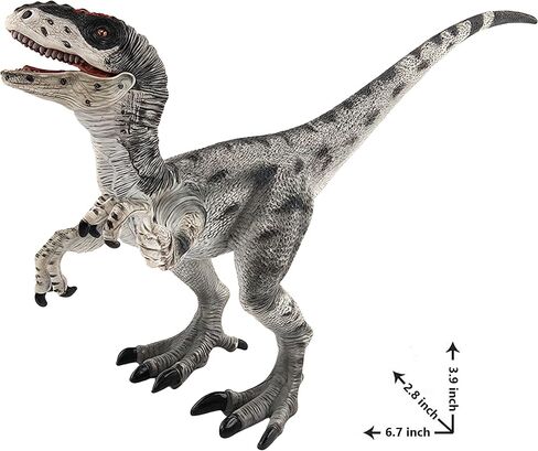 Gemini&Genius Velociraptor Dinosaur Toy for Kids, Raptor Dinosaur Action Figure with Movable Jaw and Hands, Realistic Dino World Toy as Gift and Collection Model for Kids Todders in Kuwait