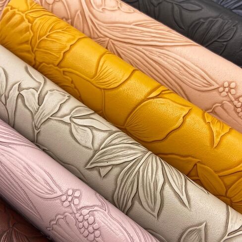 Flower Leaf Embossed Faux Leather Sheets, 9 Pcs 8"x12" (20cm X 30cm) Flower Bump Texture Synthetic Leather Fabric for Sewing Crafts Making Earring Bows DIY Handmade in Saudi Arabia