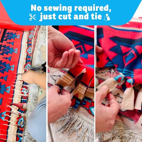 YourFleece No-Sew Throw Fleece Fabric DIY Blanket Making Kit, Make Your Own, Anti-Pill, Bohemian Feathers, 50x60 inches in Saudi Arabia
