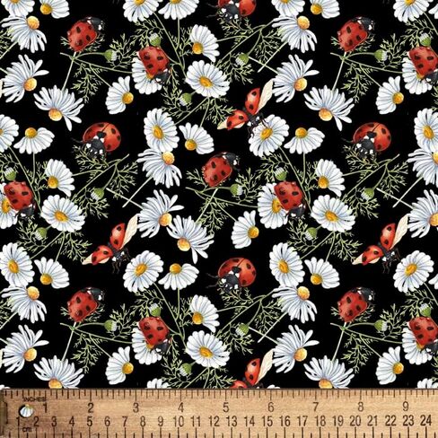 Ladybugs & Daisies Cotton Fabric By the Yard in Saudi Arabia