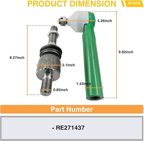 RE271437 Tie Rod Assembly - Fit for John Deere 5045D, 5045E, 5050E, 5055D, 5055E, 5058E, 5060E, 5065E, 5065M, 5067E 5203, 5203S, 5225 5303, 5325 5403, 5410, 5415, 5425 in Kuwait