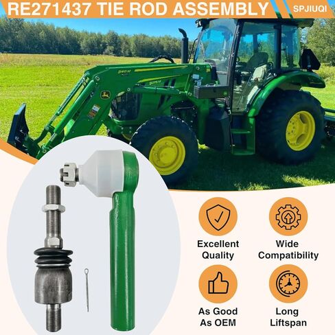 RE271437 Tie Rod Assembly - Fit for John Deere 5045D, 5045E, 5050E, 5055D, 5055E, 5058E, 5060E, 5065E, 5065M, 5067E 5203, 5203S, 5225 5303, 5325 5403, 5410, 5415, 5425 in Kuwait