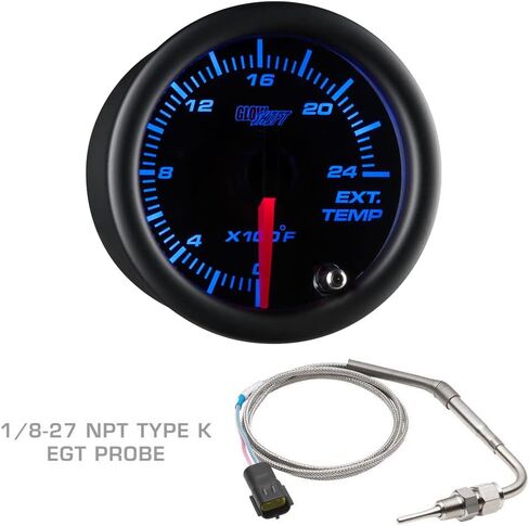 GlowShift Diesel Gauge Package Compatible with Ford F-Series F-250 F-350 7.3L Power Stroke 1992-1997 - Black 7 Color 60 PSI Boost, 2400F EGT & Transmission Temp Gauges - Black Triple Pillar Pod in Kuwait
