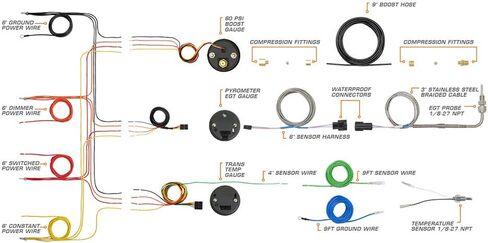 حزمة قياس الديزل GlowShift متوافقة مع Ford Super Duty F-250 F-350 6.4L Power Stroke 2008-2010 - أسود 7 ألوان 60 رطل لكل بوصة مربعة، 2400F EGT ومقاييس درجة حرارة ناقل الحركة - جراب عمود ثلاثي رمادي in Kuwait