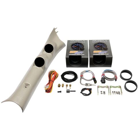 حزمة قياس الديزل GlowShift متوافقة مع دودج رام كومينز 2500 3500 2010-2018 - ملون 7 ألوان 60 رطل لكل بوصة مربعة ومقاييس بيرومتر EGT 1500F - لون المصنع مطابق للحجم الكامل جراب عمود مزدوج in Kuwait