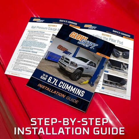 حزمة قياس الديزل GlowShift متوافقة مع دودج رام كومينز 2500 3500 2010-2018 - ملون 7 ألوان 60 رطل لكل بوصة مربعة ومقاييس بيرومتر EGT 1500F - لون المصنع مطابق للحجم الكامل جراب عمود مزدوج in Kuwait