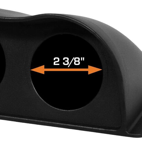 GlowShift Universal Black Triple Gauge Console Dashboard Pod with Dome Lip - Fits Any Make/Model - ABS Plastic - Mounts (3) 2-3/8" (60mm) Gauges to Vehicle's Dash in Kuwait