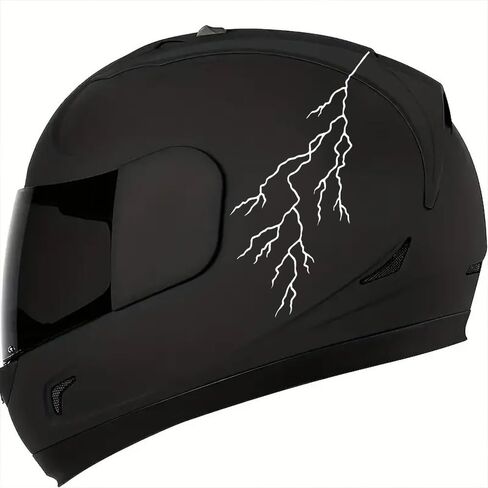 ملصق من الفينيل Lightning Parttern مكون من قطعتين، مقاس 7.87 بوصة × 3.15 بوصة، مناسب لنوافذ السيارات، وممتص الصدمات، وأجهزة الكمبيوتر المحمول، والدراجات النارية، والزجاج، والجدران، وإكسسوارات خارجية متينة ومقاومة للماء #2BZ476 (أبيض) in Kuwait