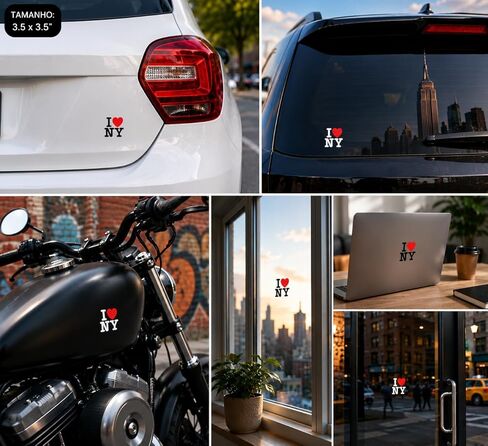 I Love NY 2 Pack Vinyl Decal Sticker Premium Glossy Waterproof Die-Cut Vinyl for Car, Laptop, Window, Helmet & Travel Accessories 3.8x3.8 Inch in Saudi Arabia